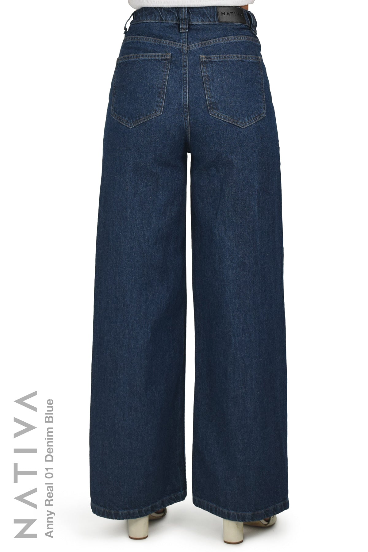 WIDE LEG True Denim Jeans, ANNY REAL 01 DENIM BLUE. Talle Alto. Auténtico e Interminable. Cintura Ajustable PERFECT FIT®