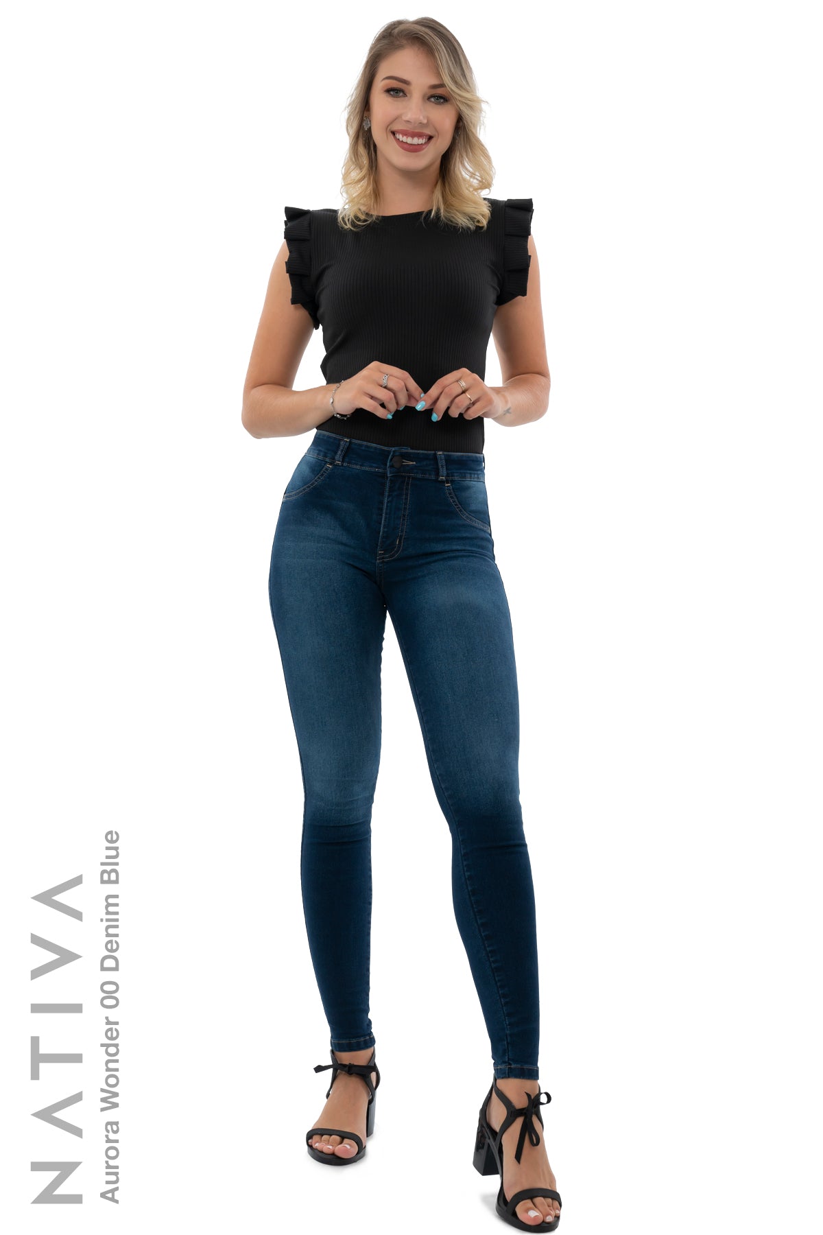 SUPER SKINNY JEANS, AURORA WONDER 00 DENIM BLUE, Talle Medio. Moldeador y Afirmador. Casual 7 días. Tecnología No Stress®