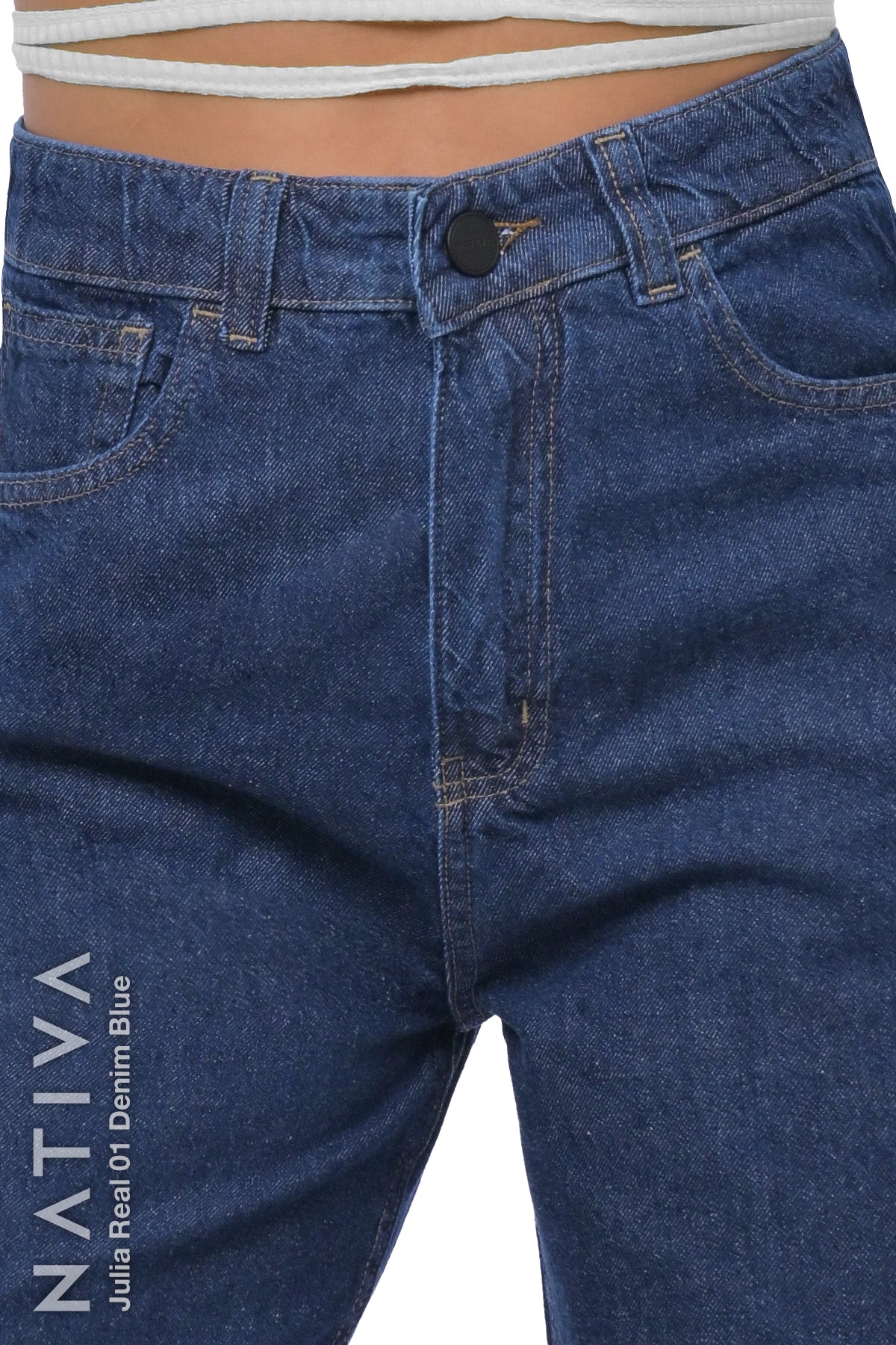 WIDE LEG True Denim Jeans, JULIA REAL 01 DENIM BLUE. Talle Alto. Auténtico e Interminable. Cintura Ajustable PERFECT FIT®