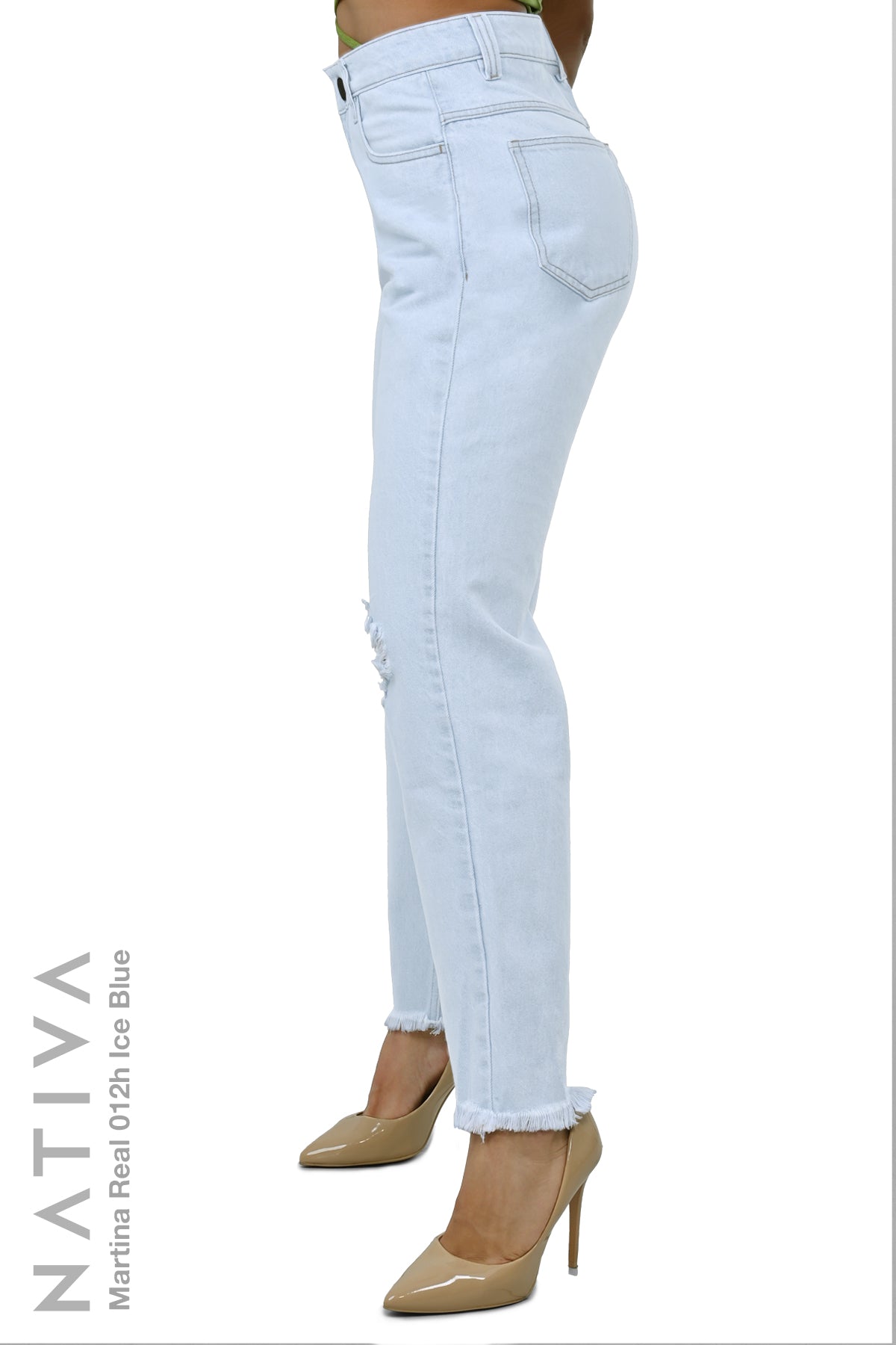 MOM JEANS TRUE DENIM, MARTINA REAL 012H ICE BLUE, Talle Alto. 100% Algodón Nativo Virgen. Auténtico e Interminable